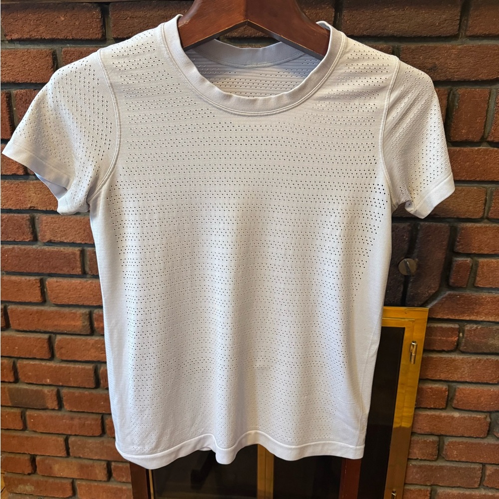 lululemon athletica light purple breeze by Short Sleeve Tee